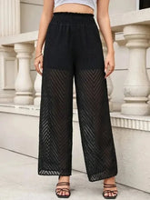 Translucent Elegance Women's Summer High Waist Lace Wide Leg Pants - Himpall
